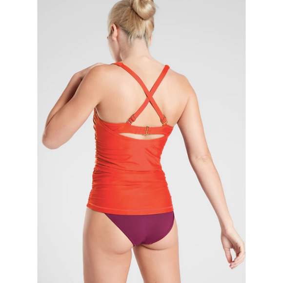 Athleta 34 D DD Tall vermillion Square Neck Bra Cup Tankini swimsuit underwire - Picture 3 of 4